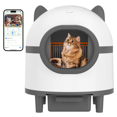 Dvpets Open-top Self Cleaning Cat Litter Box, Automatic Cat Litter Box